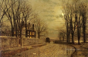  TK Oil Painting - The Turn Of The Road city scenes John Atkinson Grimshaw